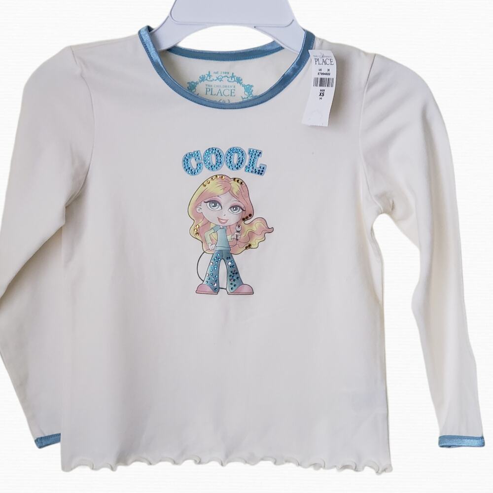 2 FOR $5 SALE Girl's Off White Faux Rhinestone Top Size 4 NWT